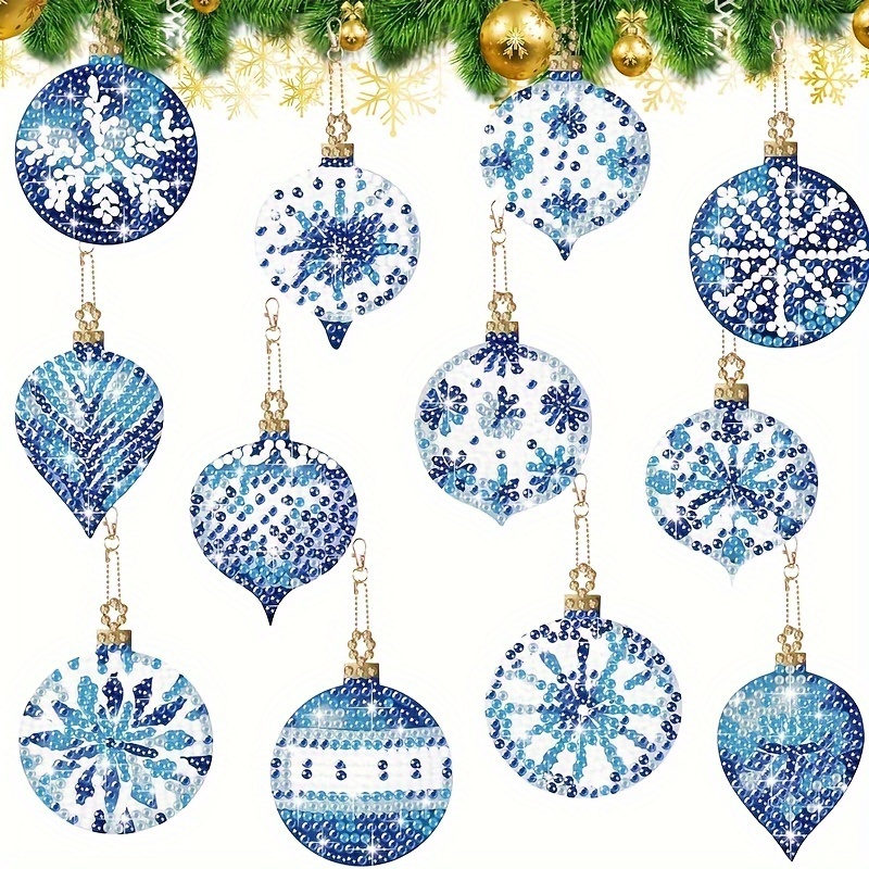 

Festive Diamond Snowflake Ornament Set: 12 Pieces Of Shimmering Blue And White Acrylic Ornaments For Your Christmas Tree