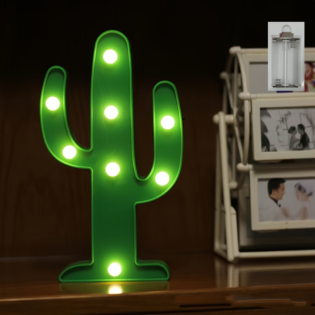 

1pc Green Cactus Decorative Light, Battery Operated Desktop/wall Night Light, For Girls Bedroom Wall Decoration, Birthday Gift, Wedding Supplies Business Gift Hanging Wall Atmosphere Light