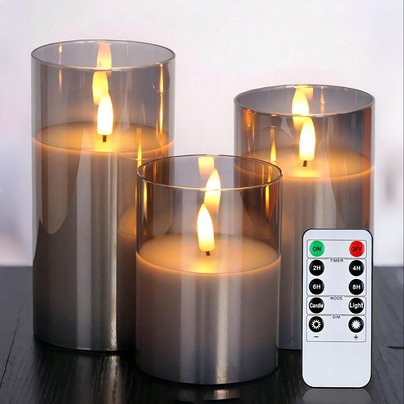 TEMU 3pcs - With Remote Control, Flickering Led Warm Light Candle Lights (batteries Not Included), Suitable For Daily Holidays, Valentine's Day, Home