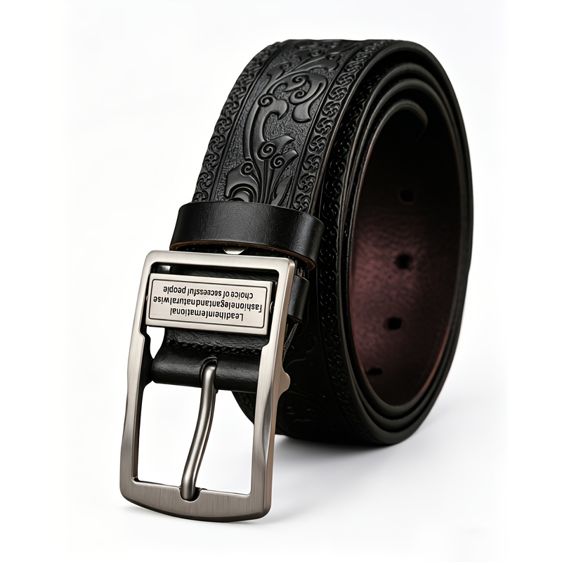 TEMU 2026 's Business Pin Belt, Alloy Pin Belt, Large Size, Classic Fashion Embossing, Hand-engraved, Suitable For Business And Casual Occasions,