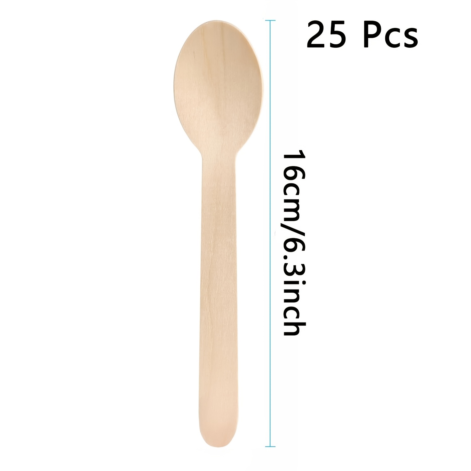 Image of 25/50pcs Wooden Disposable Spoons, Disposable Table Spoons, Suitable For Home Gatherings, Parties, And Outdoor Picnics
