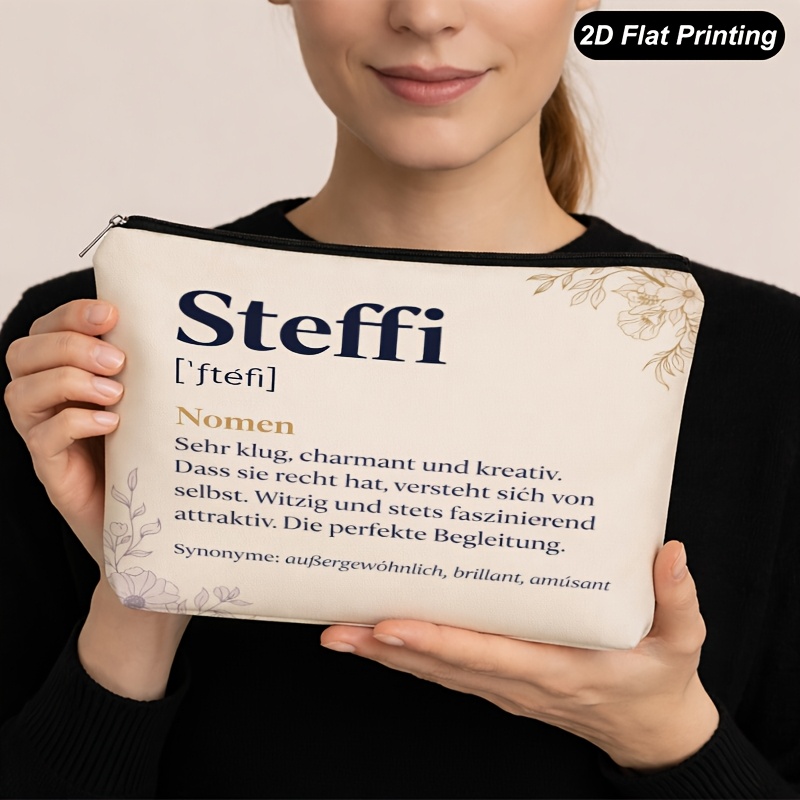 TEMU 1pc Name Definition Makeup Bag For Women, Gifts Bags For Women, Double Sided Printing Cosmetic Bag Zipper Travel Toiletry Bag Fh26311lw43