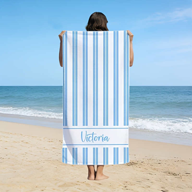 TEMU 1pc Custom Name Beach Towel, Personalized Beach Towel, Ultra-absorbent Quick-dry Microfiber Swimming Towel, Suitable For Beach, Swimming,