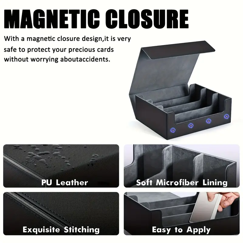 Tolesum Caja de Cartas para MTG, Card Deck Box para 1800 Cartas Con Compartimento, Magnetic Flip Box con Cuero de PU para Cartas de Magic Commander TCG - Negro Azul Tolesum Caja de Cartas para MTG, Card Deck Box para 1800 Cartas Con Compartimento, Magnetic Flip Box con Cuero de PU para Cartas de Magic Commander TCG - Negro Azul