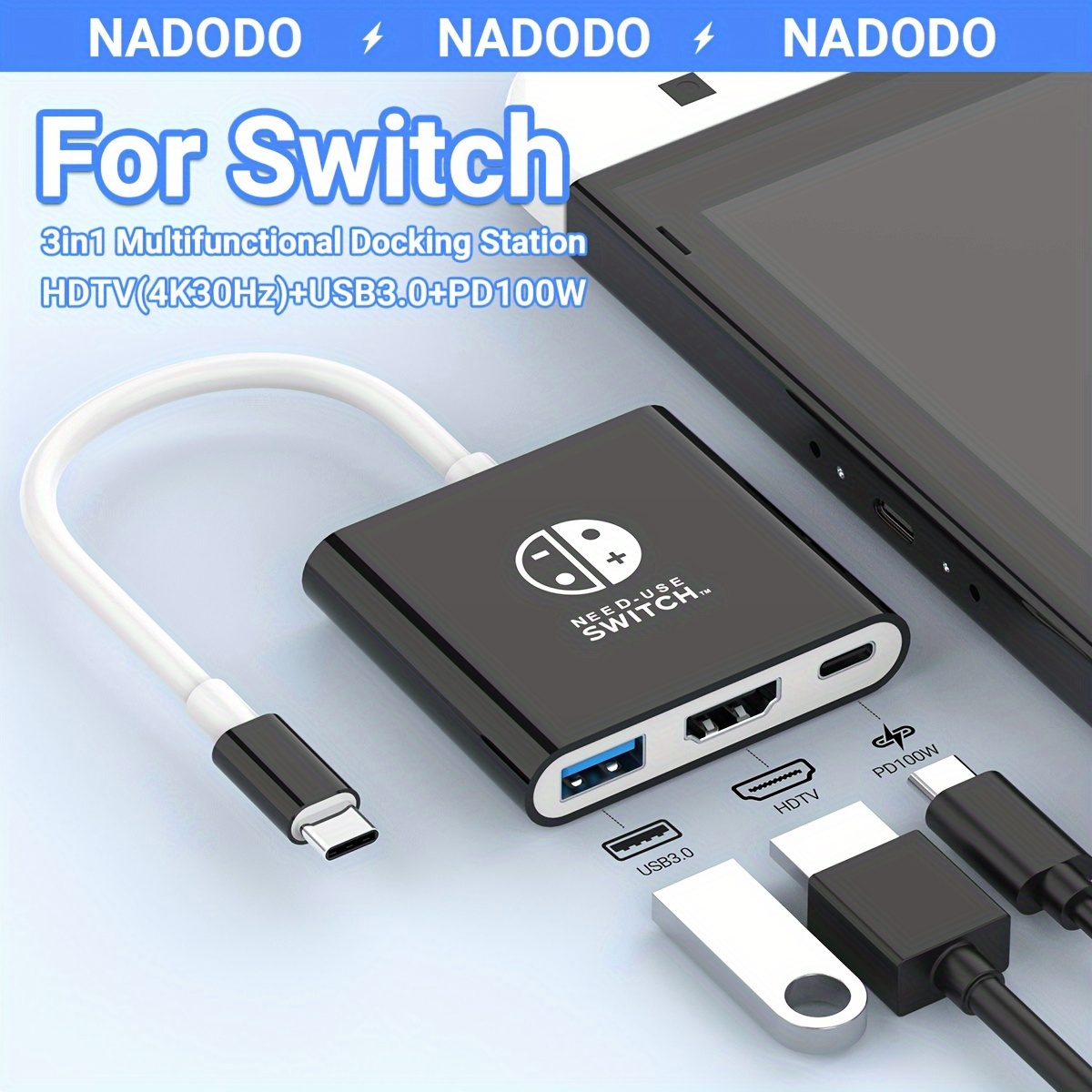 Younik Station d'accueil Switch TV, Station d'accueil de Commutation  Portable pour NS Switch/Switch OLED, Ventilateur de Refroidissement et Port  USB 3.0 : : Jeux vidéo
