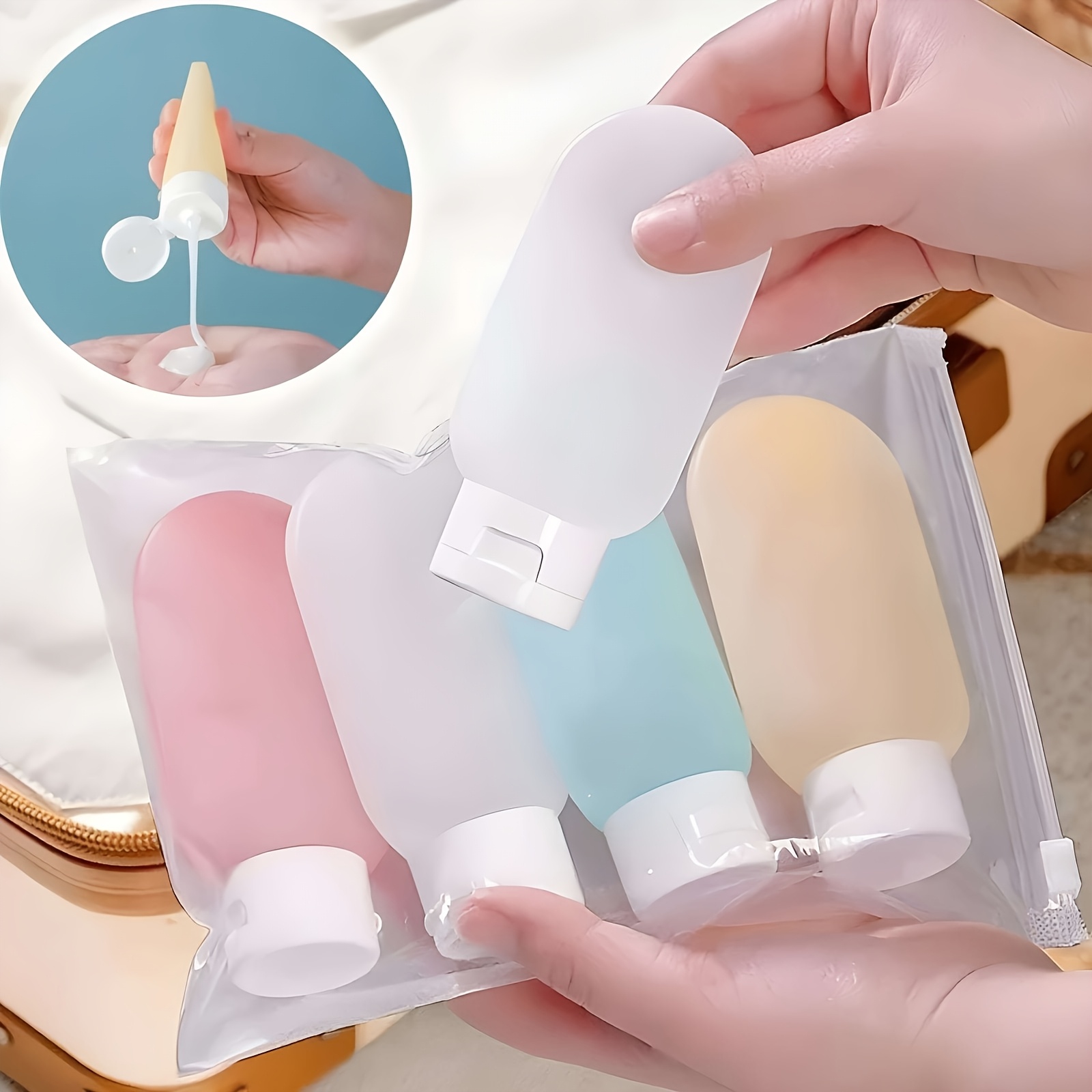 4pcs And Plastic Travel Bottle, 2.03oz - Refillable, Leak-proof, Fragrance-free Cosmetic Container For Lotions, Bath And Skin Care Products, Portable Wash Bottle Set