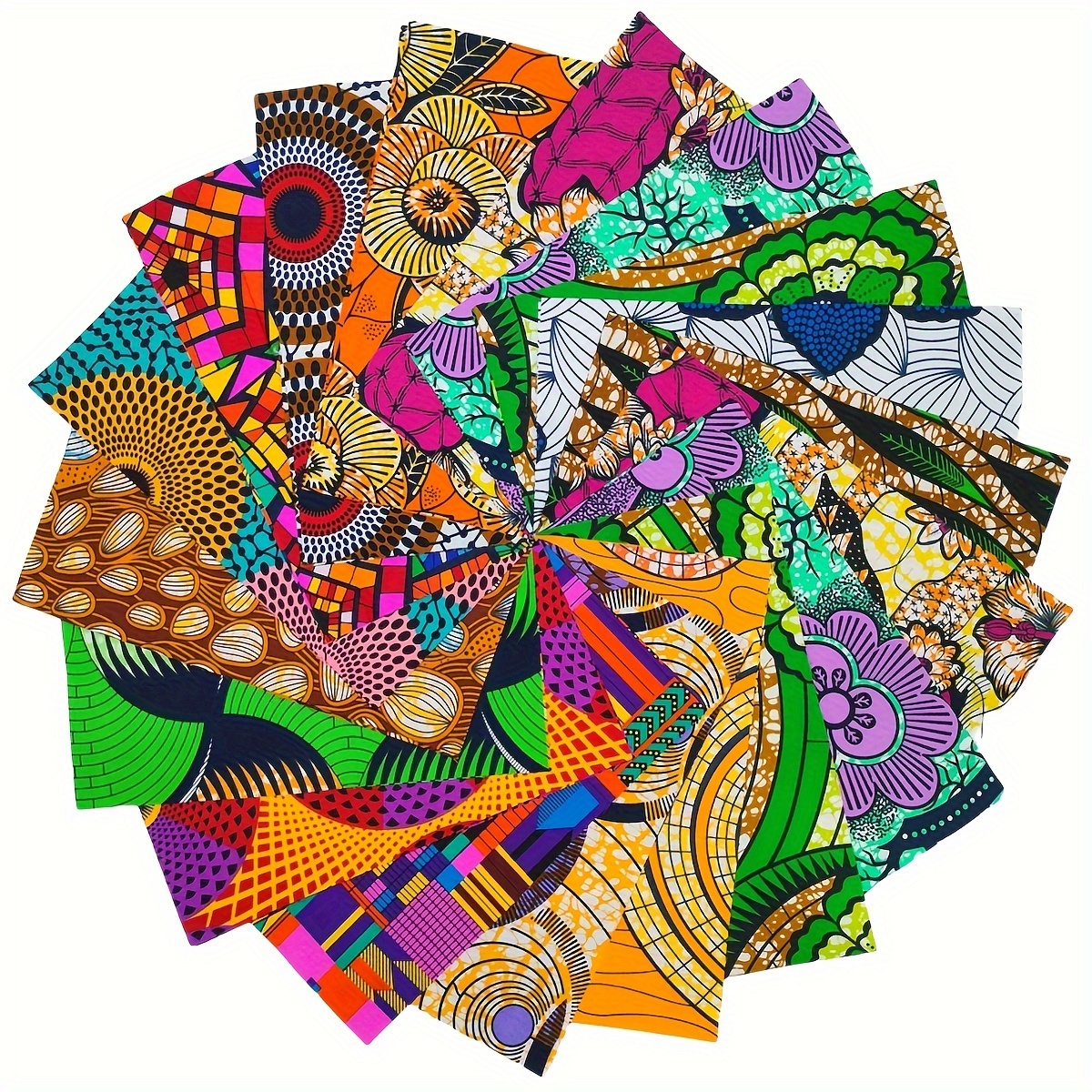 

Lot de 18 Carrés en Tissu Imprimé Ankara Africain, 35x35cm - Polyester -, Prédécoupés pour Quilting DIY & Loisirs Créatifs Vestimentaires, Lavage à Uniquement