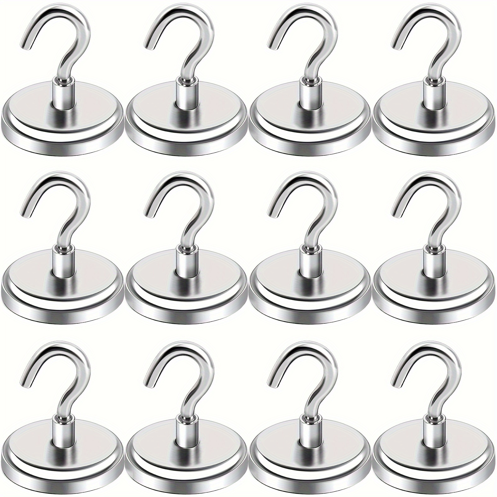 

Contemporary 100lbs Heavy Duty Magnetic Hooks - 12 Pack, Strong Neodymium Magnet Hooks For Home, Kitchen, Workplace, Office - Metal, Wall Mount, No Drill Easy Installation, Multipurpose Use