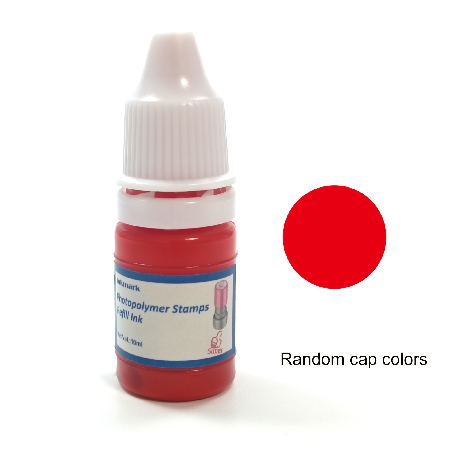 1pc Teacher Stamps Refill Ink - Random Cap Colors, 10ml Quick Dry Ink For Teacher Grading Stamps, Math Roller Stamps, Line Stamps, Clock Stamps, Pre- Self-inking Stamps, 6 Colors Options