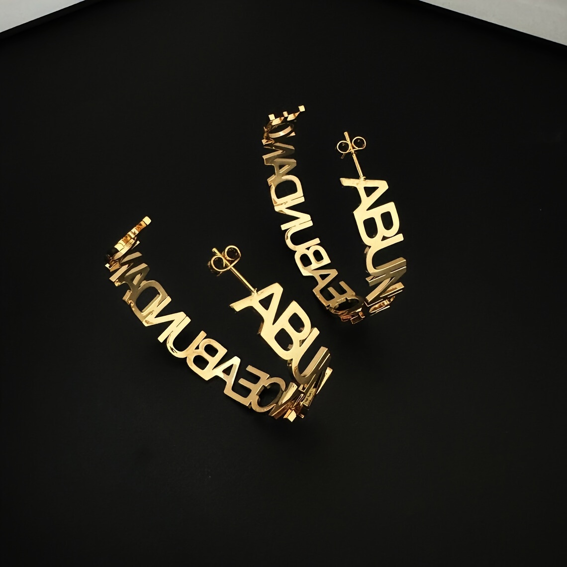 TEMU Custom Minimalist Name Hoop Earrings, Personalized Sexy Stylish Earrings, Stainless Steel Letter Earrings, Trendy Jewelry For Women, Language To English