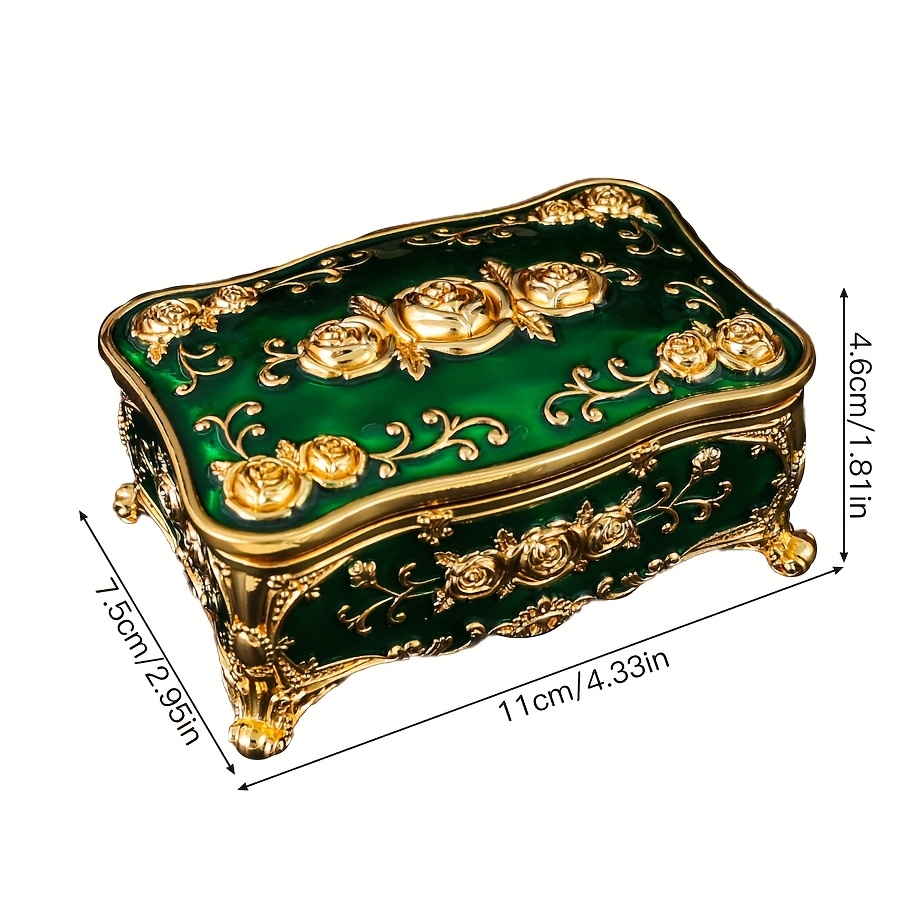 TEMU 1 pezzo, Scatola Gioielli in Elegante, Scatola Portagioie in Metallo Stile , Scatola Vintage per Orecchini, Anelli, Collane, Regalo per Donne,