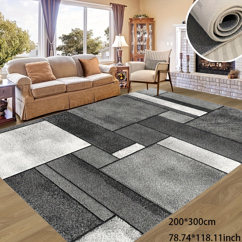 

Modern Simple Black Gray Splicing Carpet, Living Room Bedroom Faux Cashmere Area Rug, Non-slip Soft Washable Office Carpet, Home And Outdoor Carpet, Indoor And Outdoor Can Be Used