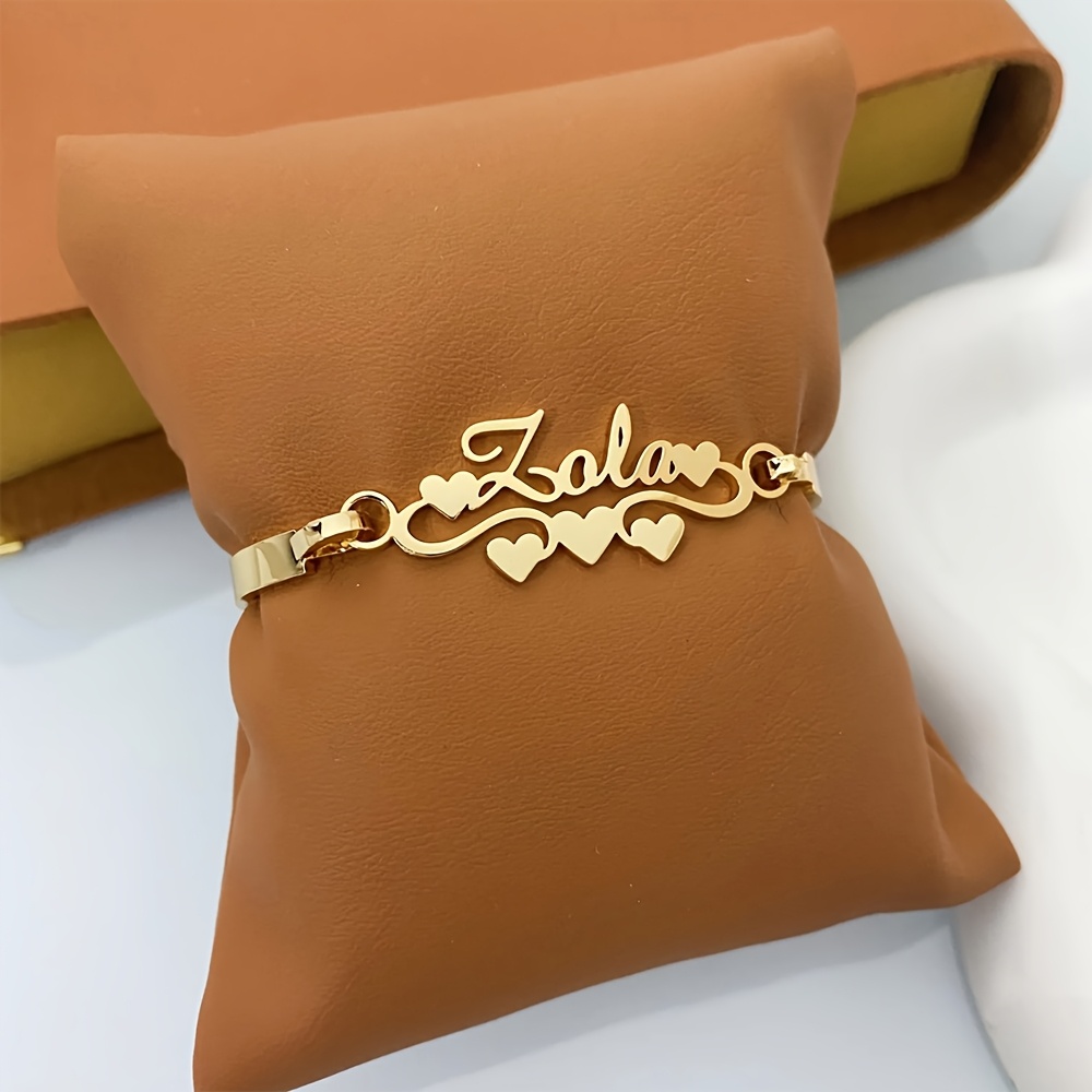 E-shop Personalisiertes Edelstahl Goldenes Herz Namensarmband, Valentinstags-Herz-Namensarmband, Benutzerdefiniertes Schmuckgeschenk, Kreatives