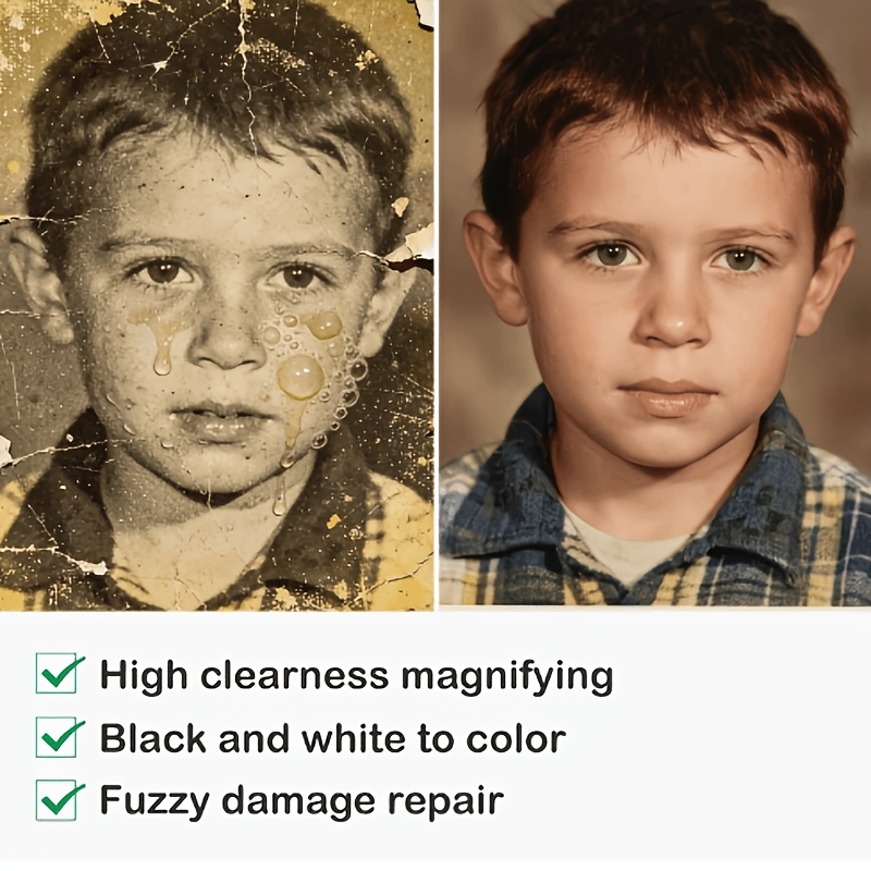 TEMU Professional Old Photo Restoration | Damaged And Cracked Photo Repair Black And White To Color Old Picture High Definition Enlargement