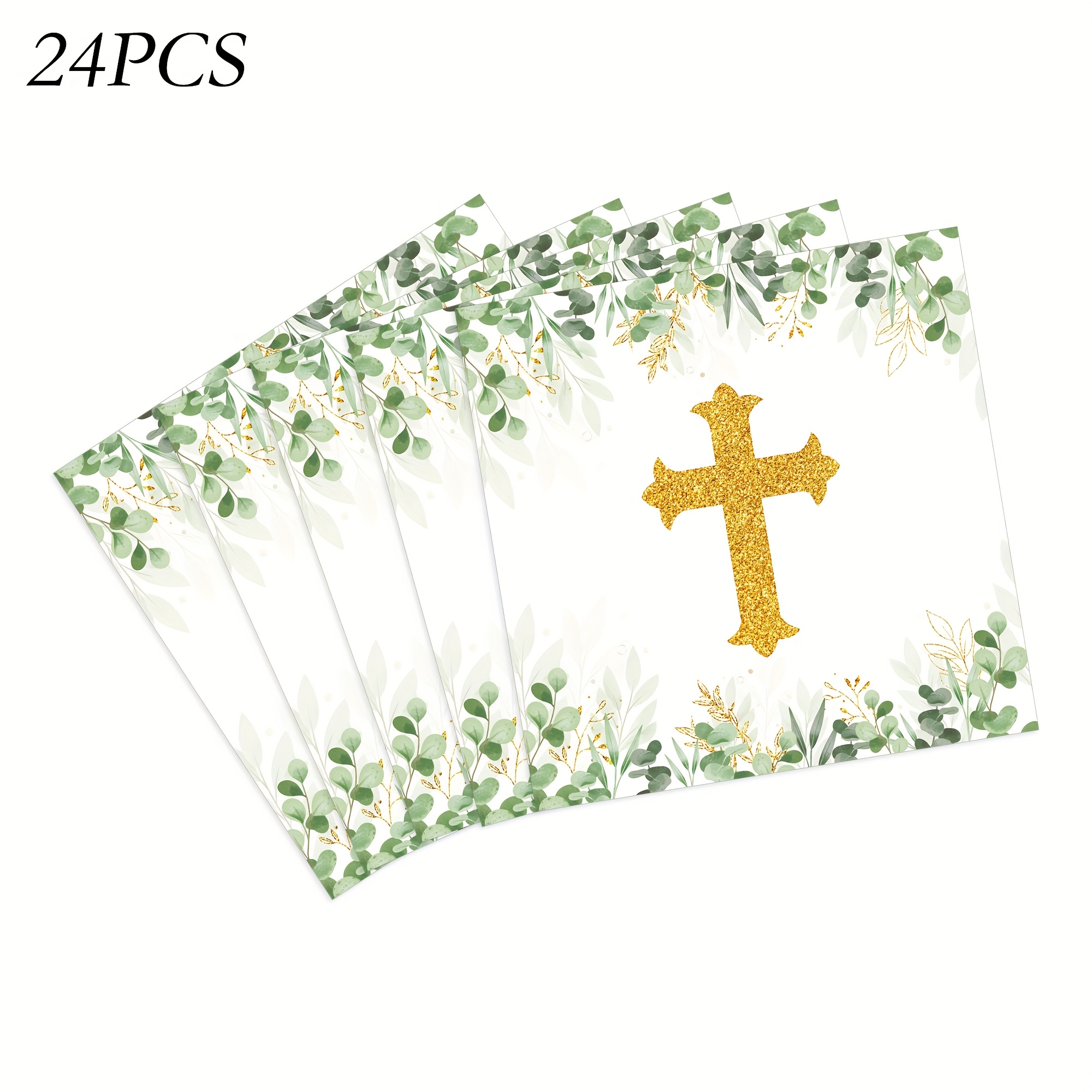 Image of 24pcs Baptism Party Napkins, Suitable For First Holy Communion Party Decorations, Perfect For Family Parties, Restaurant Events, And Holiday Decor