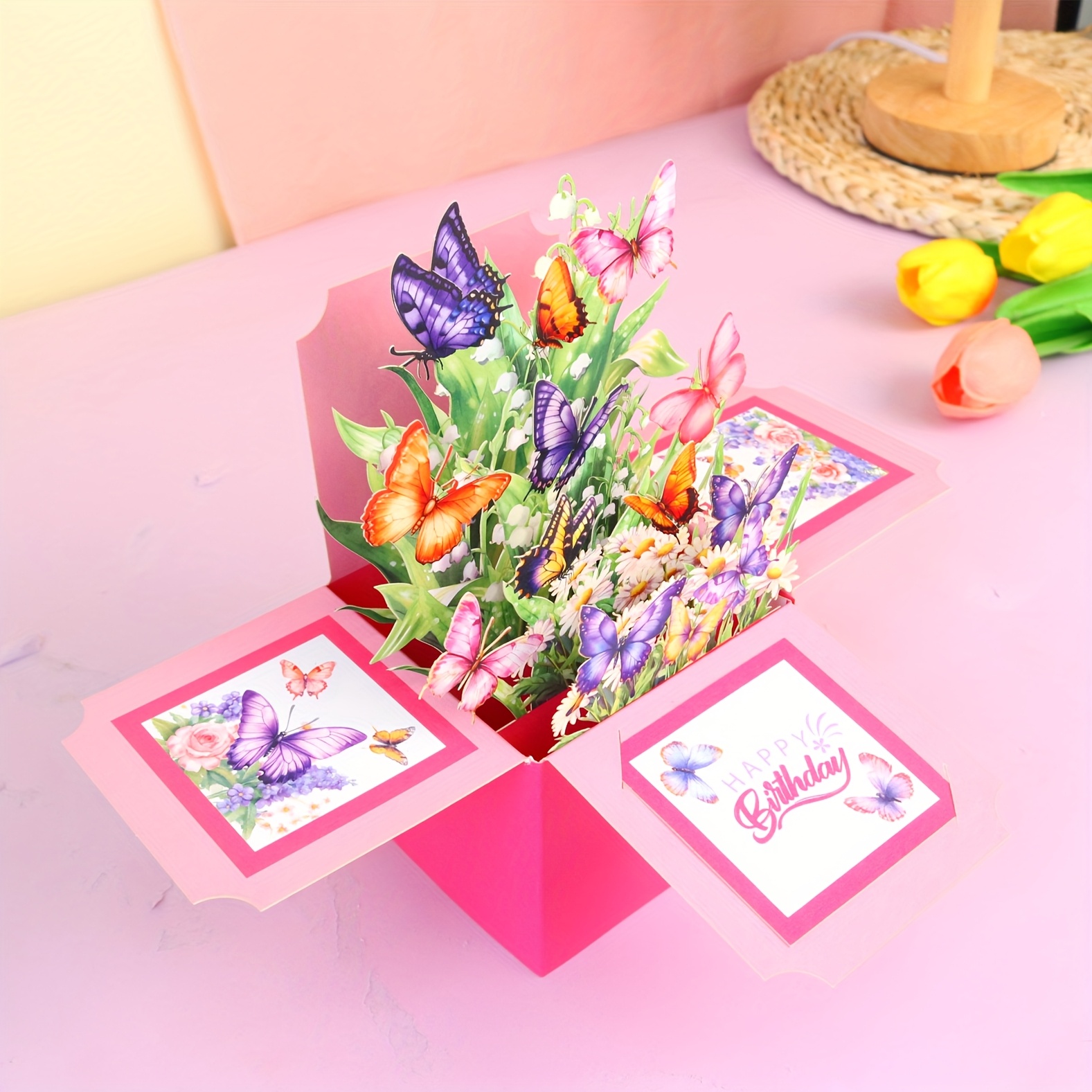 Image of 1pc 3d Pop-up Butterflies Pop Up Card, Happy Birthday Happy Mother's Day Invitation Card For Mom, , Wife, Holiday Occasion, Home Decor, Party Favor