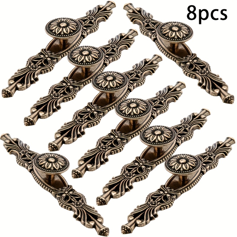 4/8pcs Retro Handle With Fixed Decorative Board, Cabinet Handle, Suitable For Furniture Handle Accessories, With Installation Screws