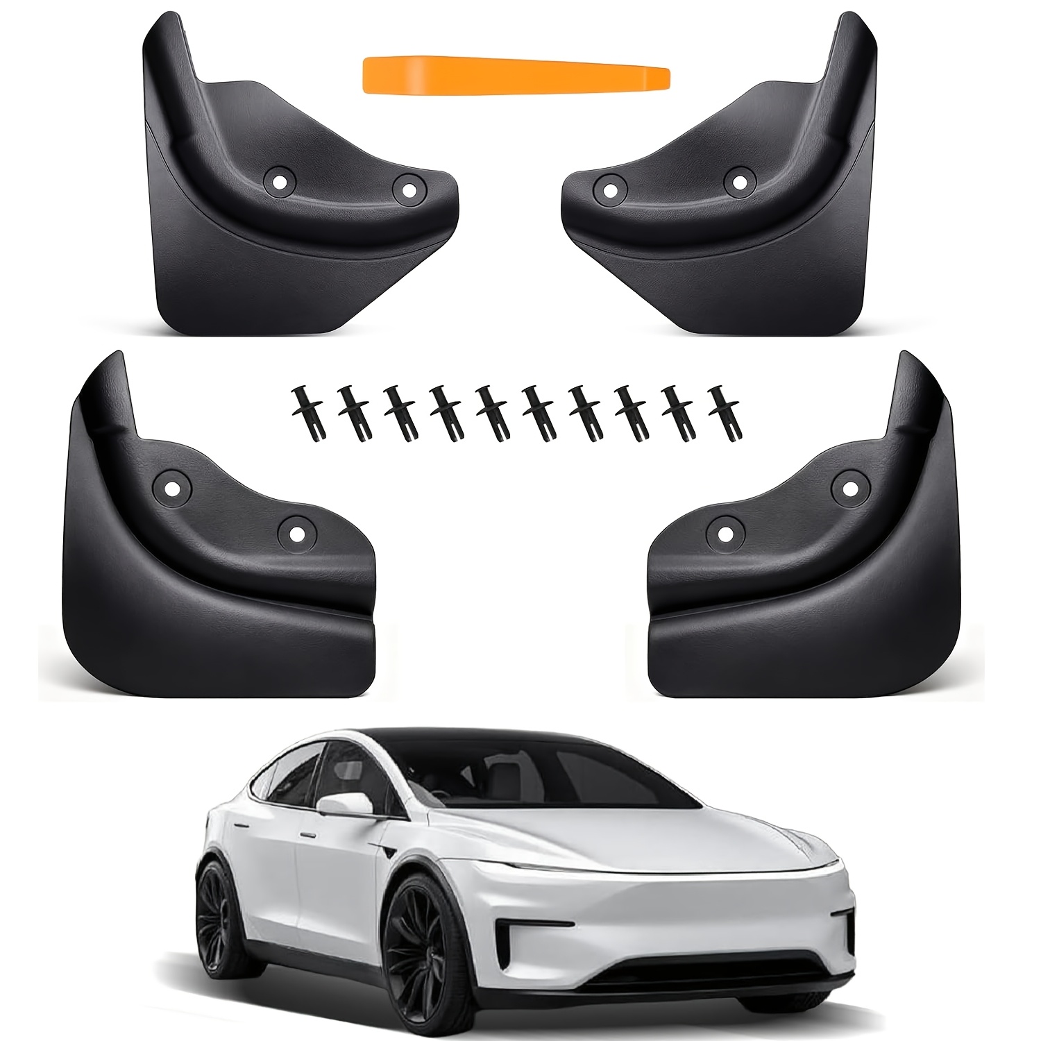 Stänkskärmar för Tesla 2025 2026, Borrfria stänkskydd Bilaccessoarer, Allväderspassform för Tesla , Exteriör stänkskydd Karossats för vägskräp & lackskydd (Set om 4)