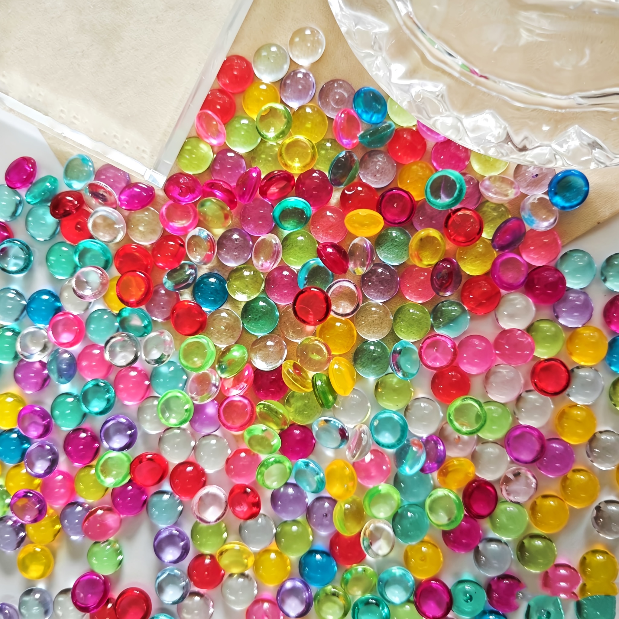TEMU 420 pièces de perles acryliques transparentes adaptées pour remplissage de vases, d'aquarium, sensoriel , bricolage - Perles décoratives à fond