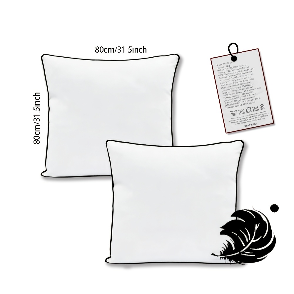 Set Of 2, Down-filled, Hypoallergenic Filling, Soft, Hotel-quality Filling, Comfortable Cotton Covers For Home Bedroom Use, Washable, In 3 Sizes: 80x80 Cm, 40x80 Cm, 50x75 Cm