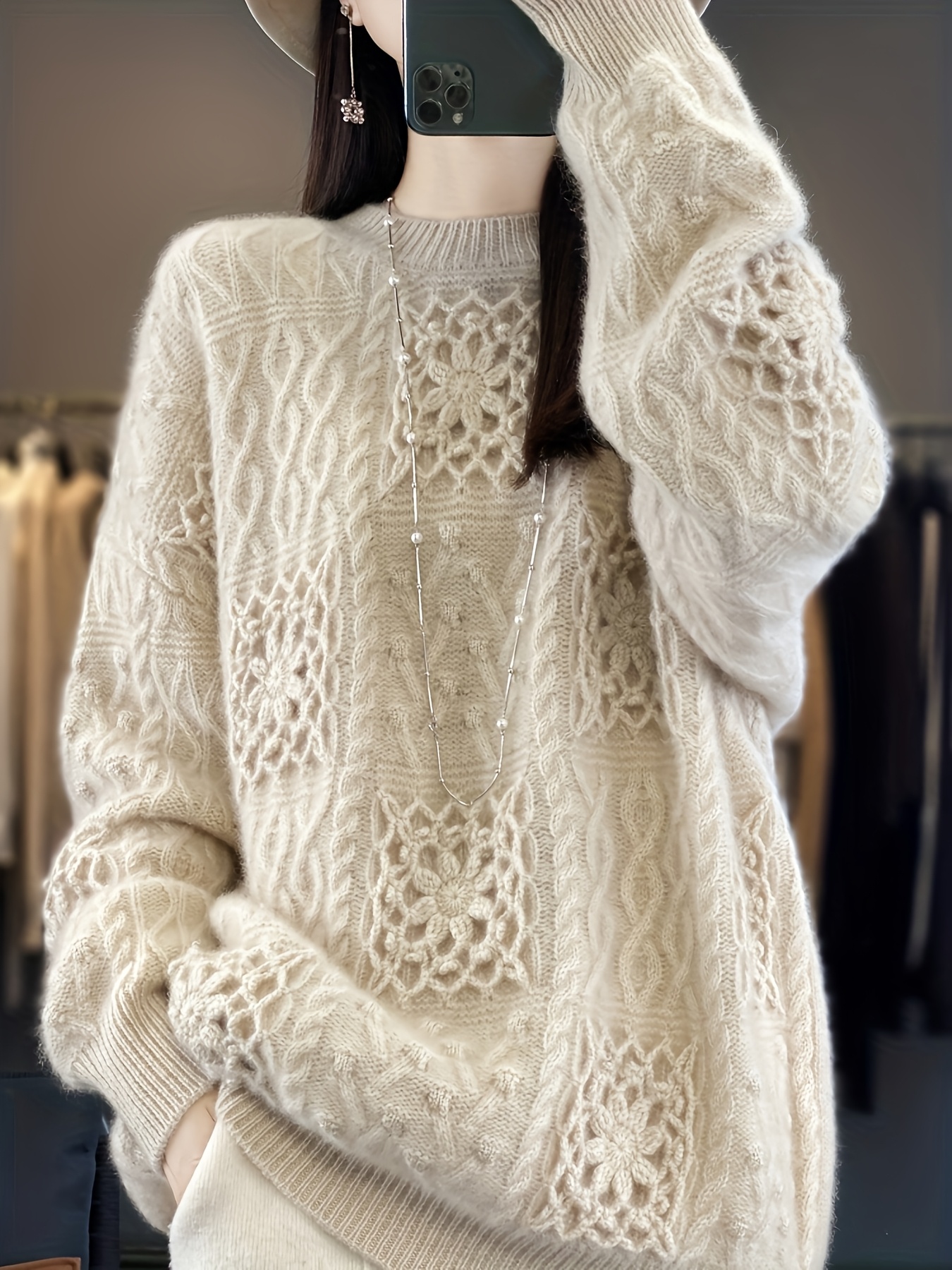 heavyweight hand   sweater extra warm winter sweater for women men non stretchy wool top fall winter layering essential in neutral beige gray black white blue   elegant traditional sweater for everyday formal outfits seasonal wardrobe staple classic knitwear   yarn warm pullover fashionconscious buyers beige 0