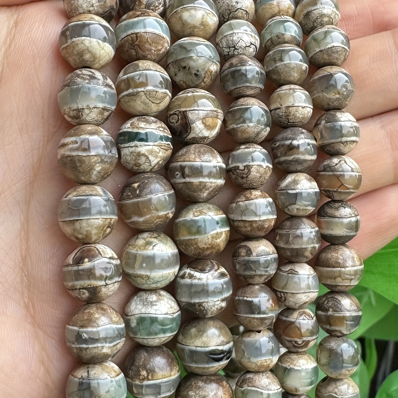 

Natural Stone Agate Beads, Tibetan Dzi, Round Loose Bead Spacers For Jewelry Making Diy, Unique Bracelet Necklace Crafting, Men's Gift - Approx 35/45pcs