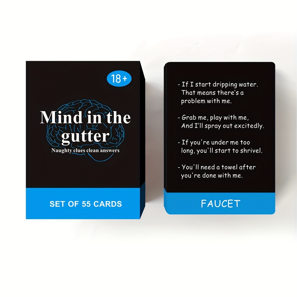 SMILE TALK Mind in the Gutter Card Game, 55 Cards, Adult Party Game, Naughty Clues with Clean Answers, Tabletop Entertainment, Perfect for Halloween/Christmas Gifts, Ideal for Date Night | Card Game Accessories