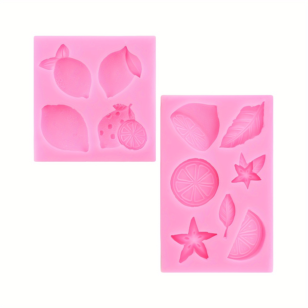 E-shop 2er-Set Zitronen- & Sommerfrucht-Silikonformen für DIY-Bastelarbeiten - Harzguss, Polymer-Ton-Dekorationen