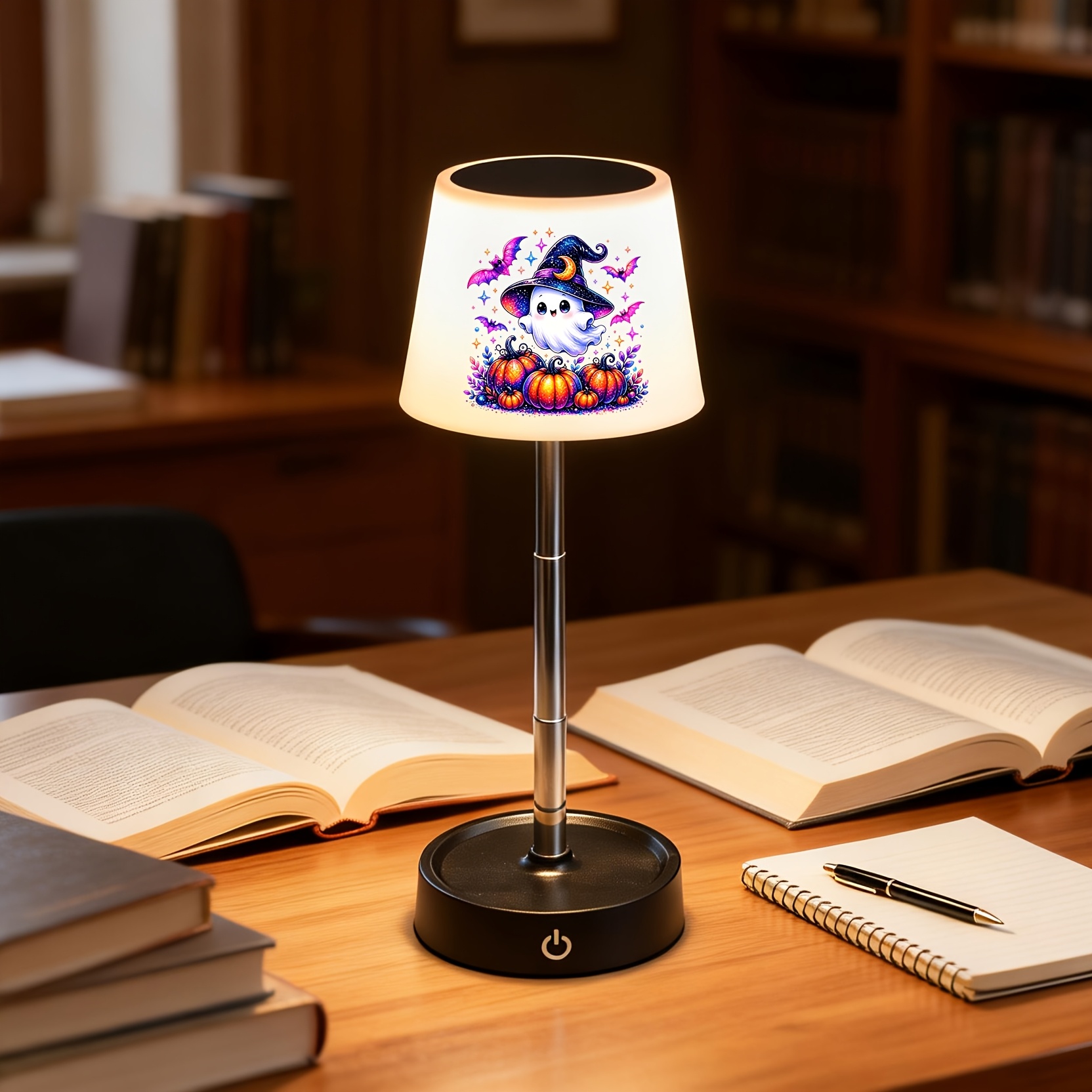 Halloween Cute Ghost Desk Lamp with Wizard Hat Pattern