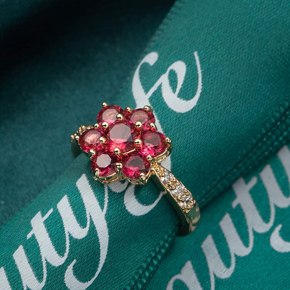 Women's Luxury Rose Red Imitation Crystal Ring