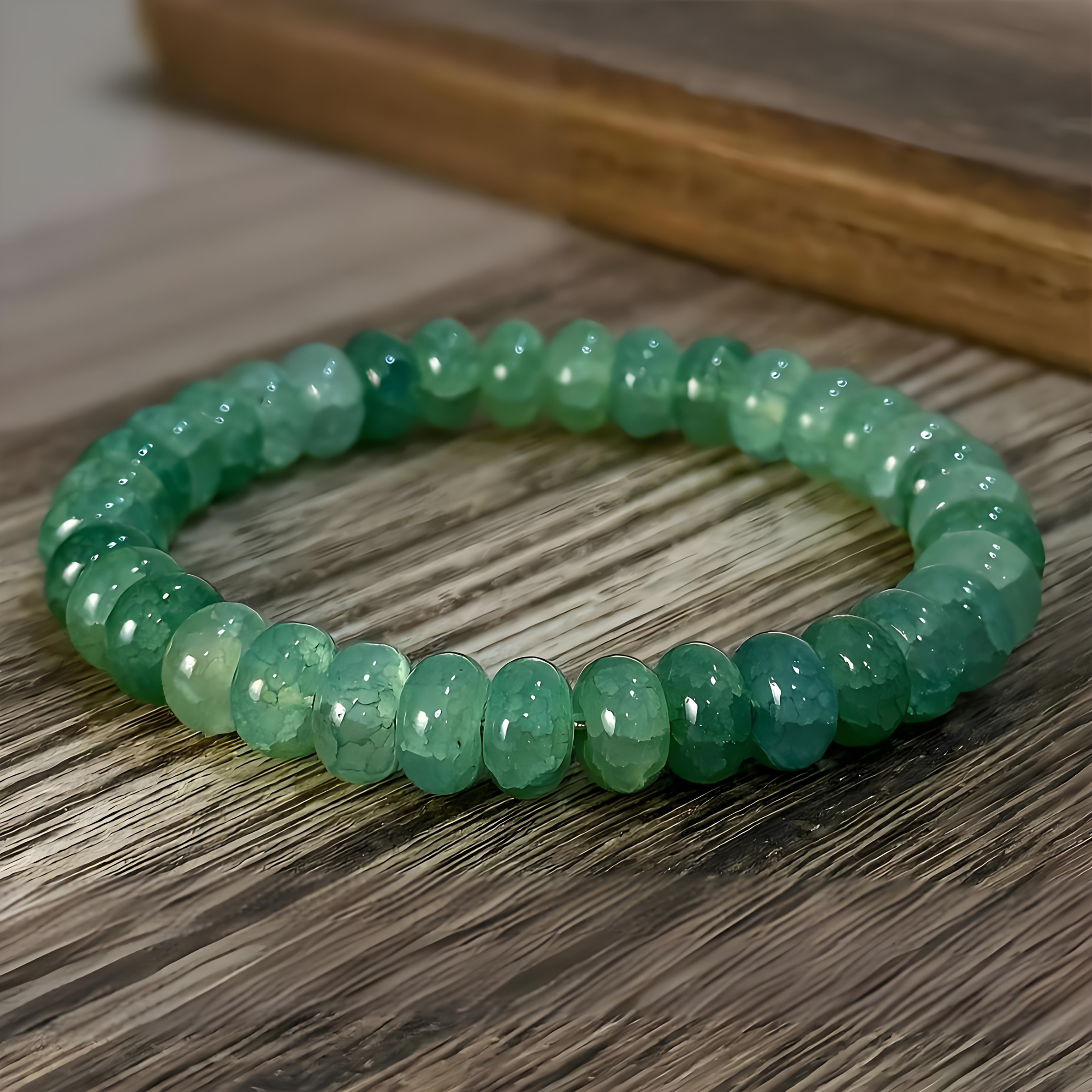 TEMU Pulsera de 1 pieza de de de verde con de grietas de hielo, festivo para mujeres, un accesorio indispensable y para uso diario y fiestas, un