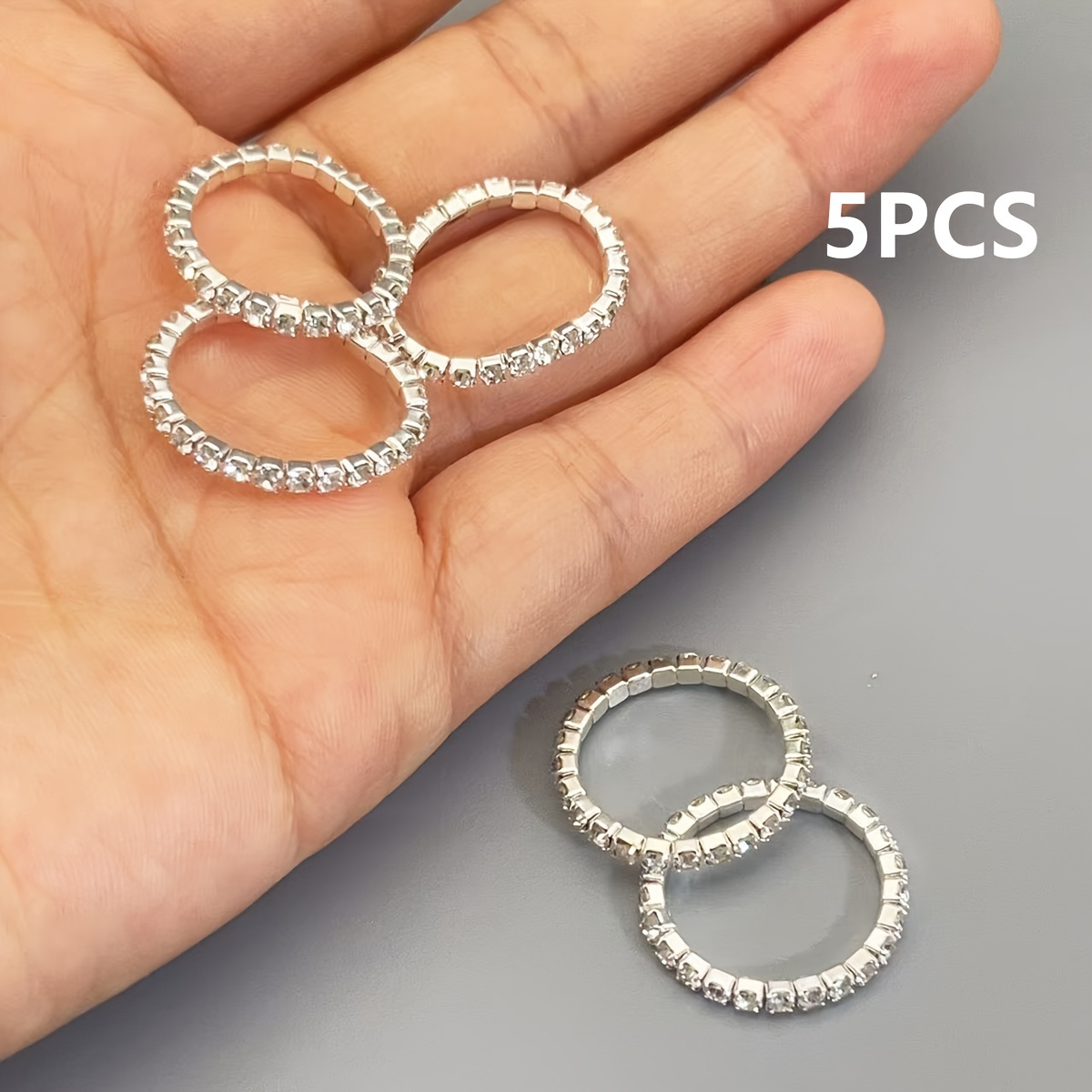 Women's Sparkling Rhinestone Elastic Rings Set