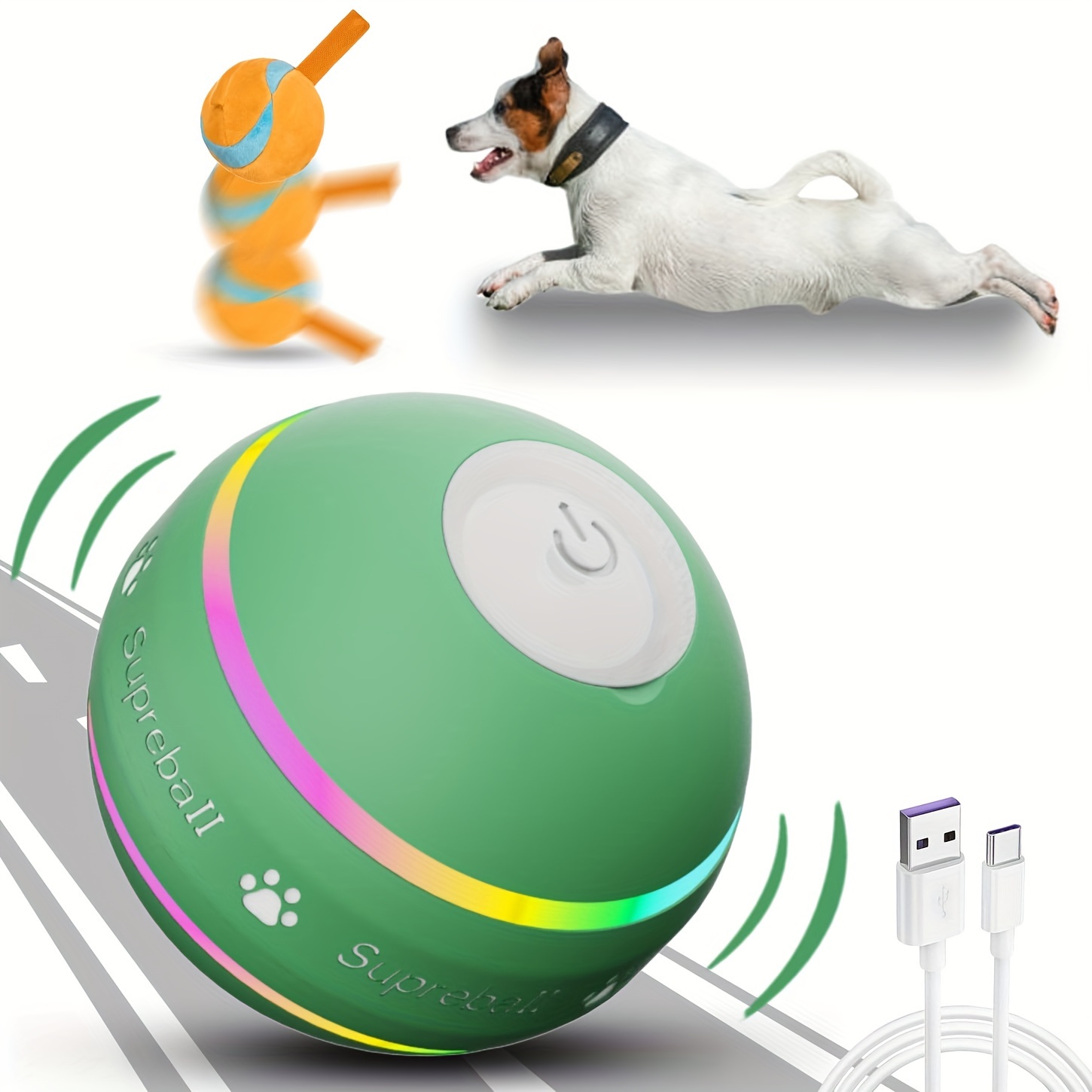 

Dog Balls, The 3rd Generation Interactive Toys For Puppy/small/medium/large Dogs, Improved Dog Rolling Effect Tennis Ball With Strap, Tough Motion Activated Automatic Moving Dog Ball Toys