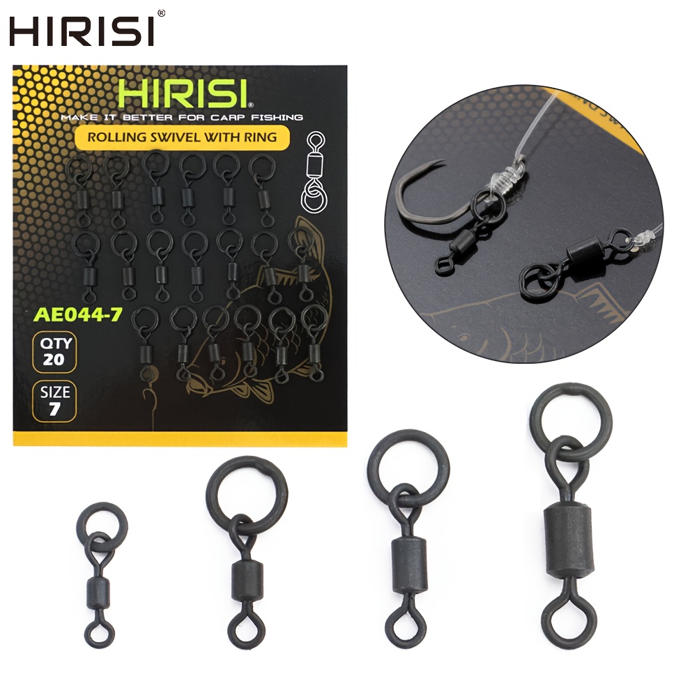 

Hirisi 20pcs Quick Change Carp Fishing Swivels With Solid Ring - High Carbon Steel, Black Matte , Ae044 Size 7 (2.95 Inches) For Smooth Hook & -free Fishing, | Sleek Matte | Quality Fishing Tackle