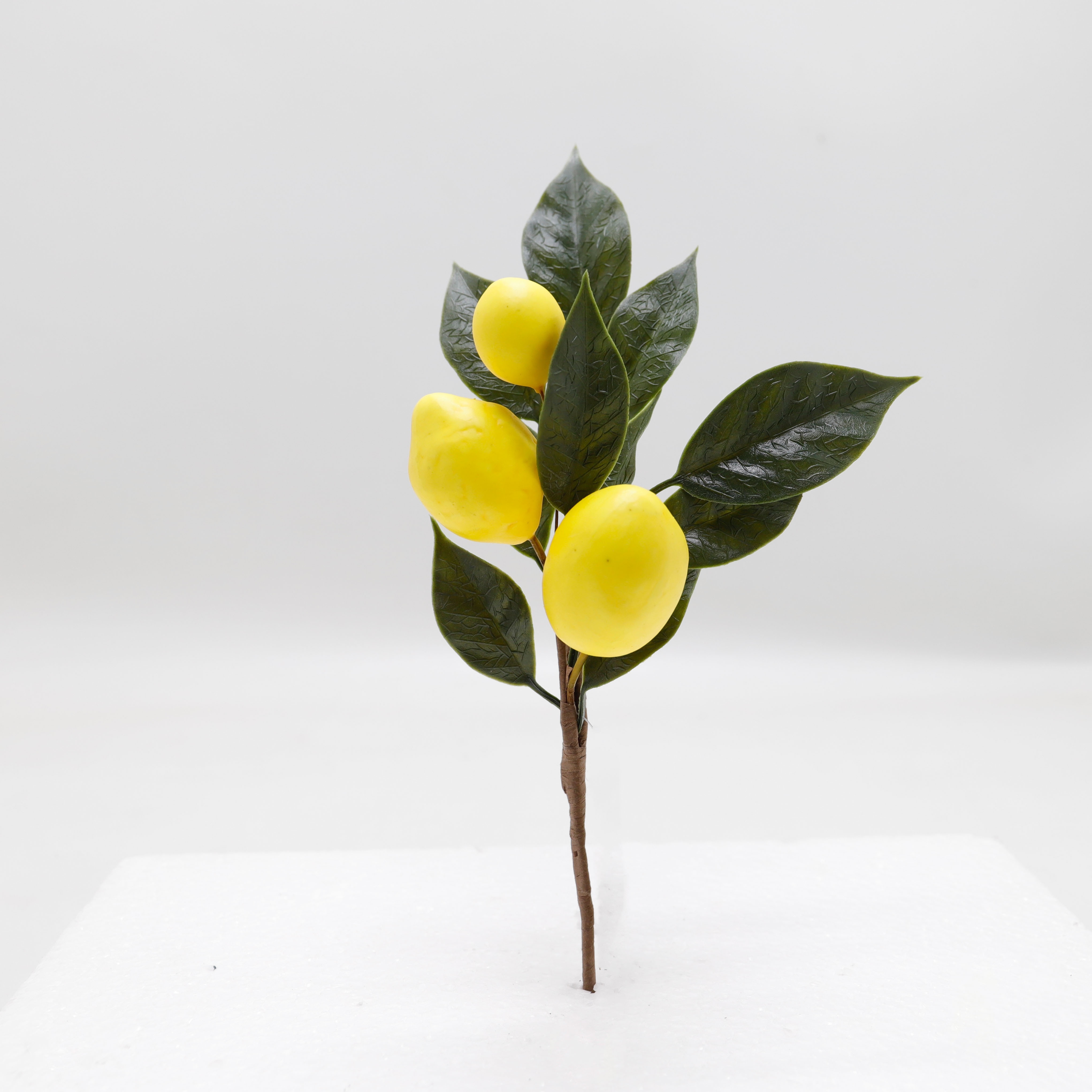 

1pc Artificial Lemon Branch, Lifelike Decorative Faux Fruit With Green Leaves, Tabletop Decor For Home, Holiday House, Vase Filler, All-season Display, Plastic Craft