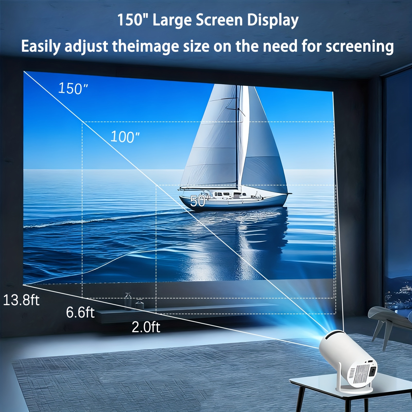 Smart Mini Projector with Android 11, Native 720P And 4K Support, WiFi 6 And BT5.0, Automatic Keystone Correction, Portable Projector for Home Theater, Outdoor Movies And Games