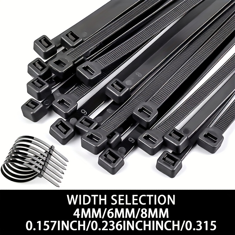 100pcs multi widths 5mm 6mm 8mm   heavy duty nylon cable ties high strength   resistant non slip self locking plastic cable management ties suitable for home office outdoor garden and workshop