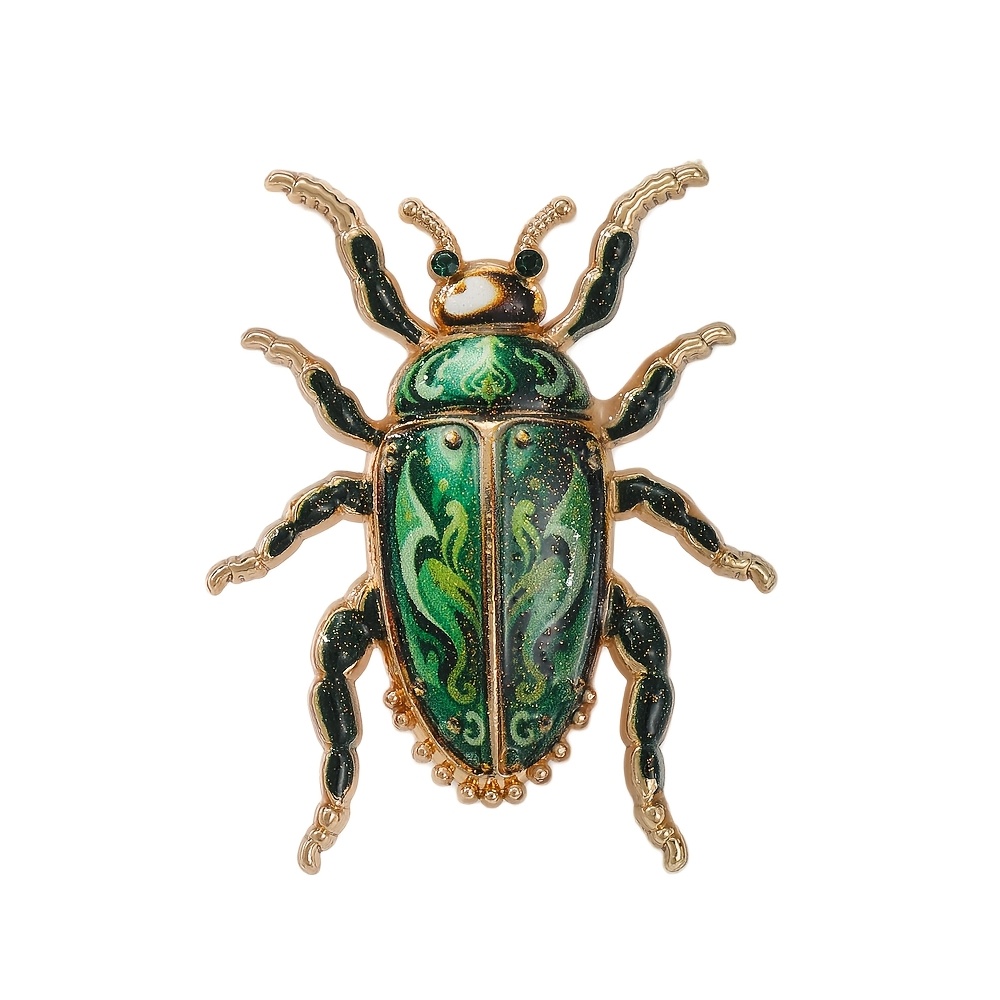 TEMU 1pc Broche Nouveauté Émail Multicolore pour Hommes et Femmes, Pin' Insecte Doré Vintage, Bijou Insecte Motif Floral Rétro, Accessoire de Mode