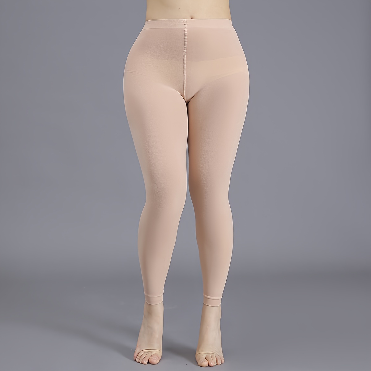 1pc Elegant High-Waist 100D Soft Stretch Opaque Tights, Plus Size Black Footless Pantyhose for Women - Sleek Nylon/Spandex Blend, Machine Washable, Leggings Plus Size