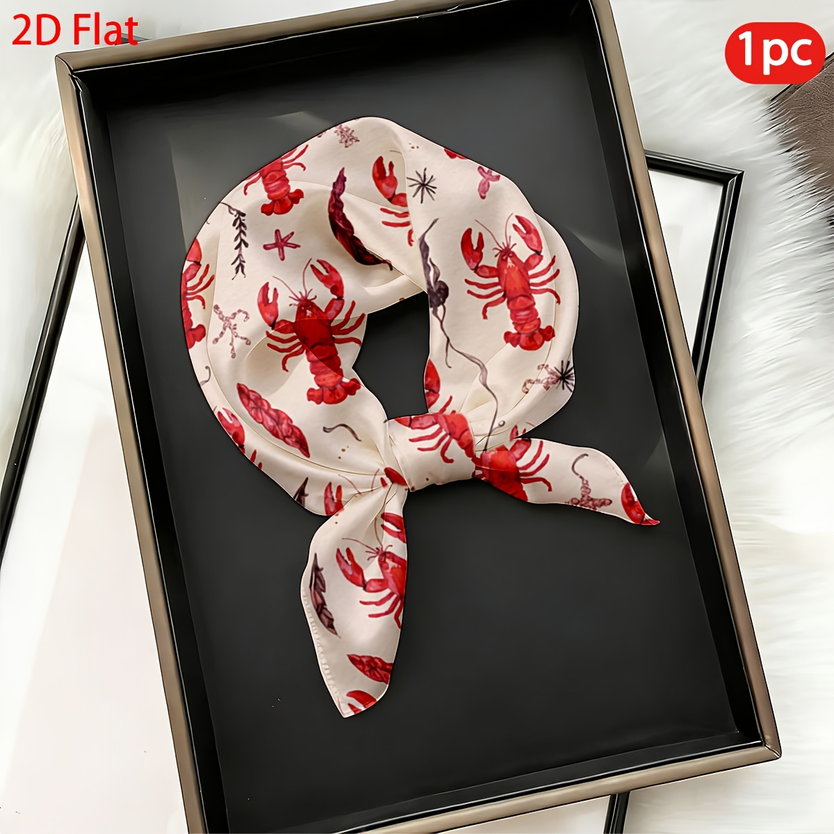 TEMU 2d Flat, 1pc Women's Print Scarf - Lightweight Breathable Square Shawl Suitable For Hiking, Cycling, Outdoor & Festive Gift, Machine Washable