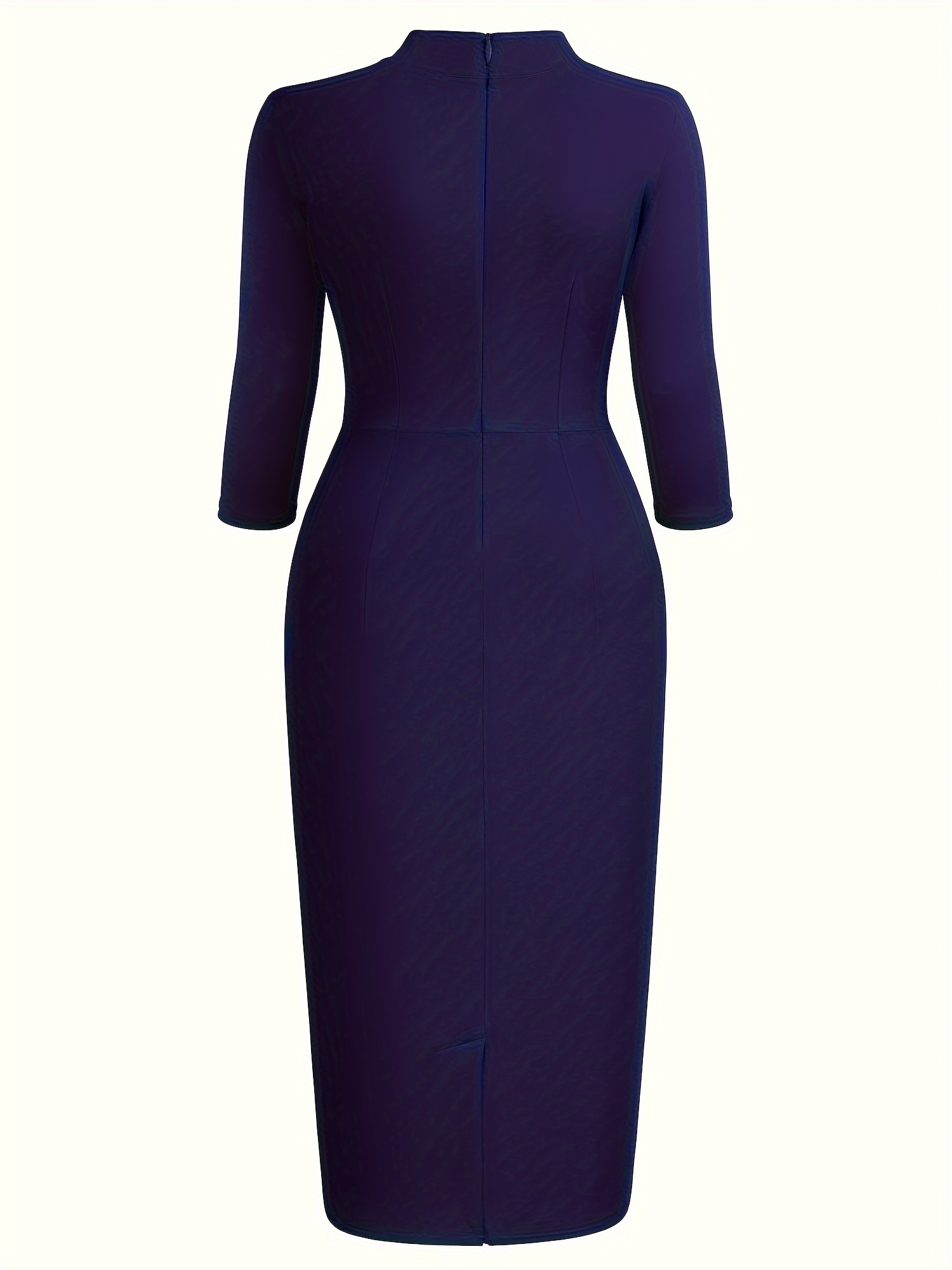 slim fit dress slacks Misook Scoop Neck 3/4 Sleeve Dress - Black