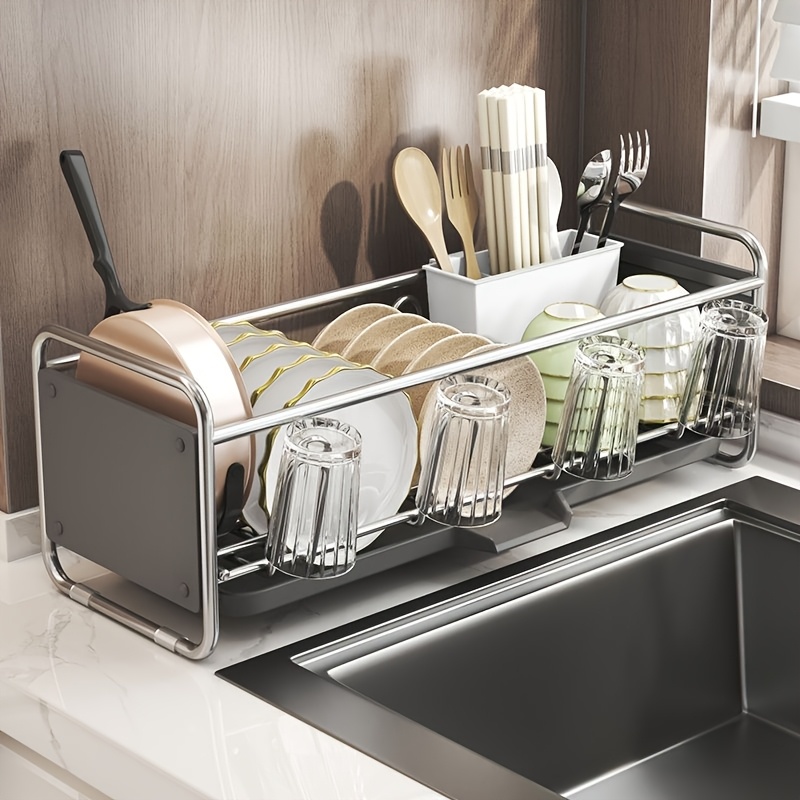 narrow edge dish rack black white chopstick holder stainless