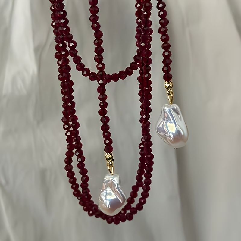 TEMU 1pc Collar Largo Minimalista Bohemio con Cadenas de Cuentas y Colgante de de Agua para Mujer, Joyería Elegante en Capas, Adecuado para el Uso