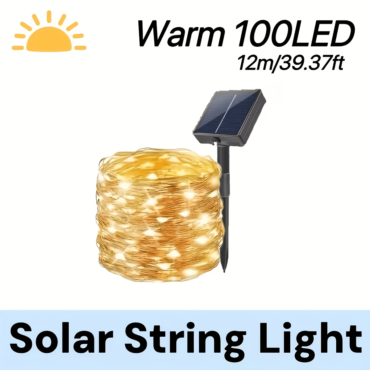 TEMU Lithium Battery-powered Solar-powered Soft Copper Wire Light, Suitable For Courtyards, Gardens, Christmas, Parties, And Wedding Decorations.