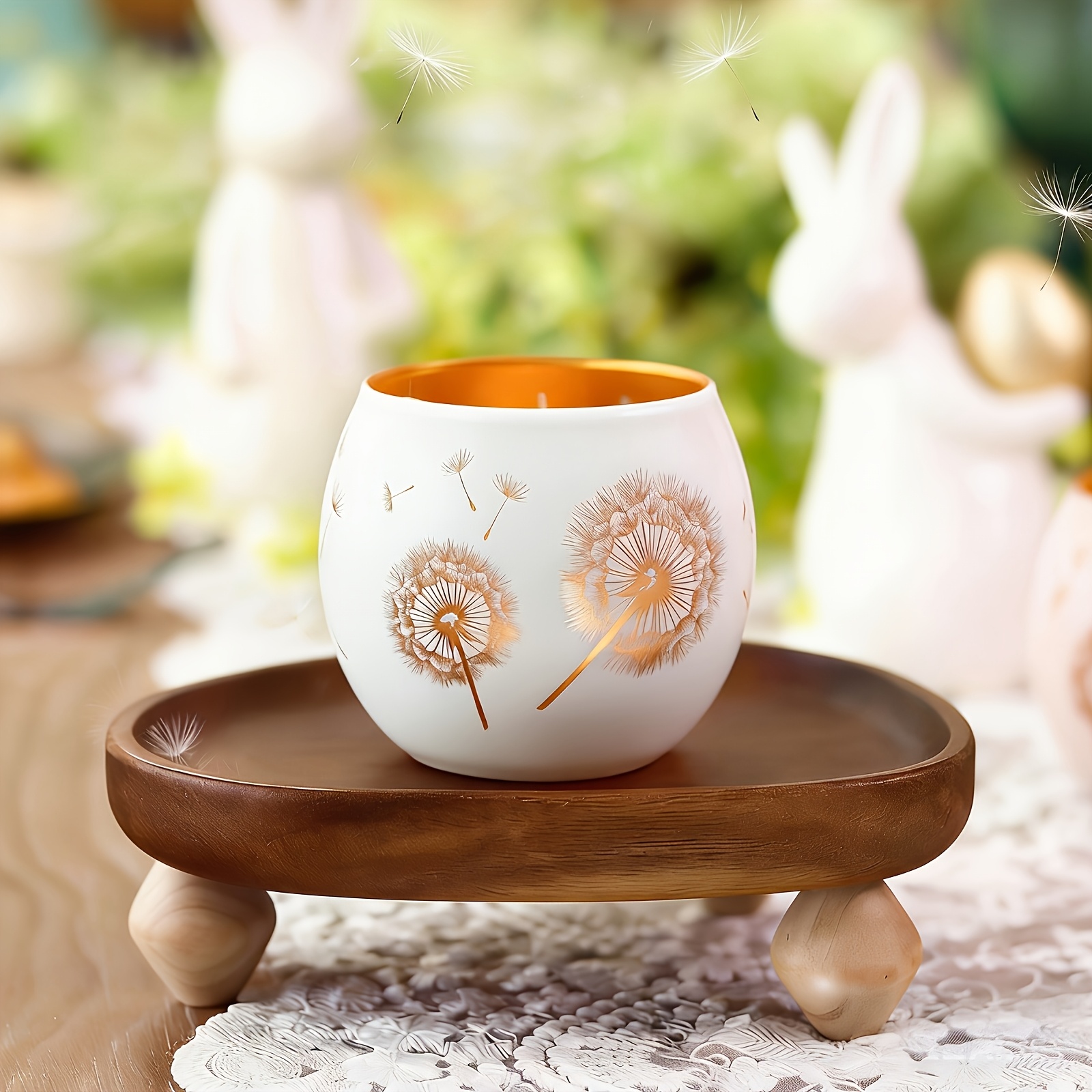 E-shop Glas Kerzenständer, Löwenzahn Design, Dekoratives Geschenk für Frauen und Löwenzahn, Minimalistischer Teelicht Kerzenhalter, Tisch,