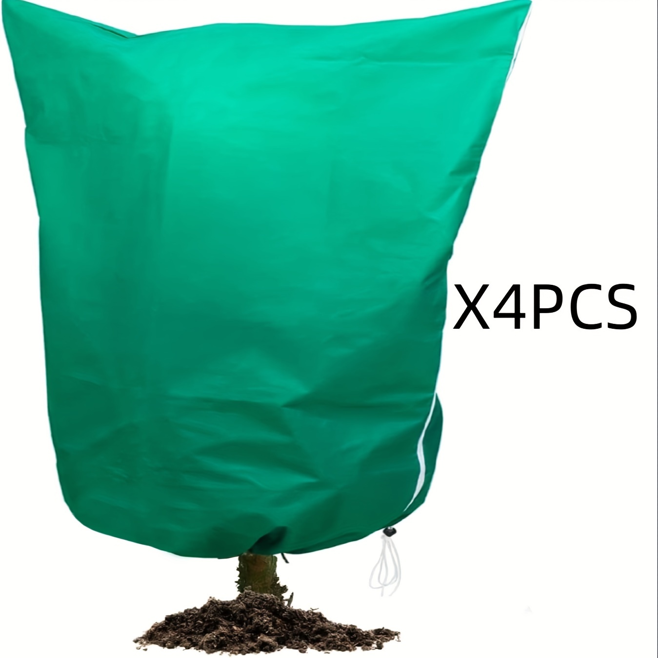 Image of 4pcs Plant Cover Frost Protection Large Plant Frost Cover Bag, Suitable For Outdoor Winter Cold Weather Shrubs Trees Top Pin Cover Bag With Zipper And Drawstring (green)
