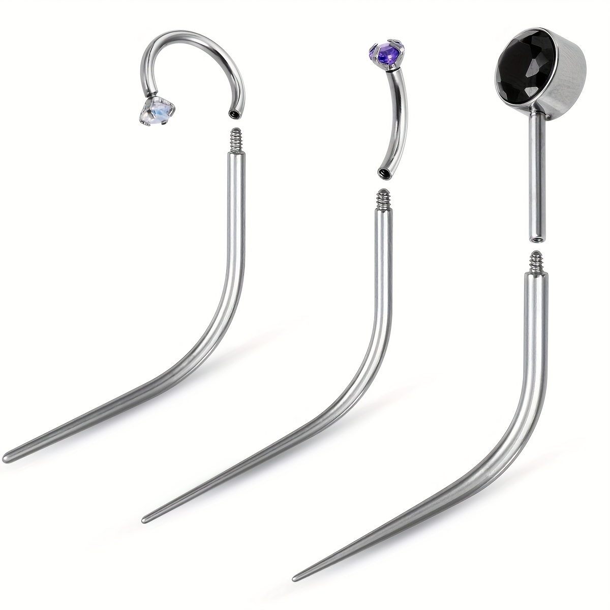 1pc stainless steel   nose septum ear cartilage   body piercing tools kit pull pin threaded tools