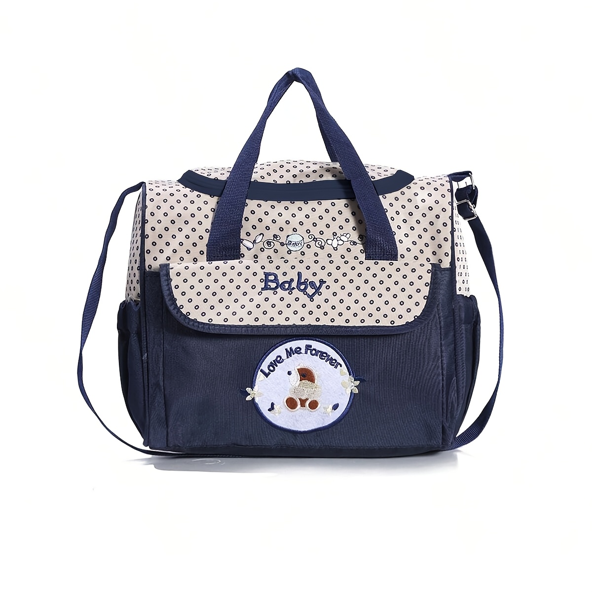 Image of Fashion Portable Multifunctional Single Shoulder Mommy Bag; Lightweight Crossbody Diaper Bag For Travel And ; Cute Bear Multi-compartment Bag