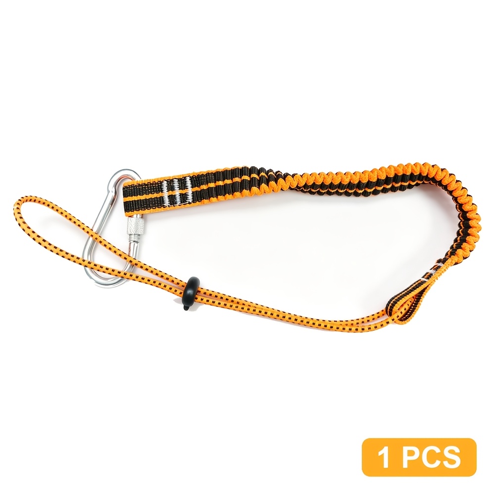 TEMU Elastic Tool Lanyard, Available In 1, 3 Or 6 Pack, Hardware Tool Anti-drop Strap With Locking Hook & Adjustable Loop, Braided Bungee Cord For