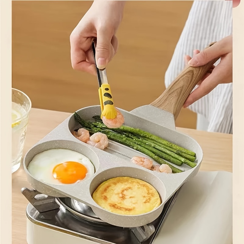 

1pc 3-hole Burger Egg Pan, Cake Maker Frying Pans For Gas Stove Top And Induction Cooker, No Oil-smoke Breakfast Grill Cooking Pot